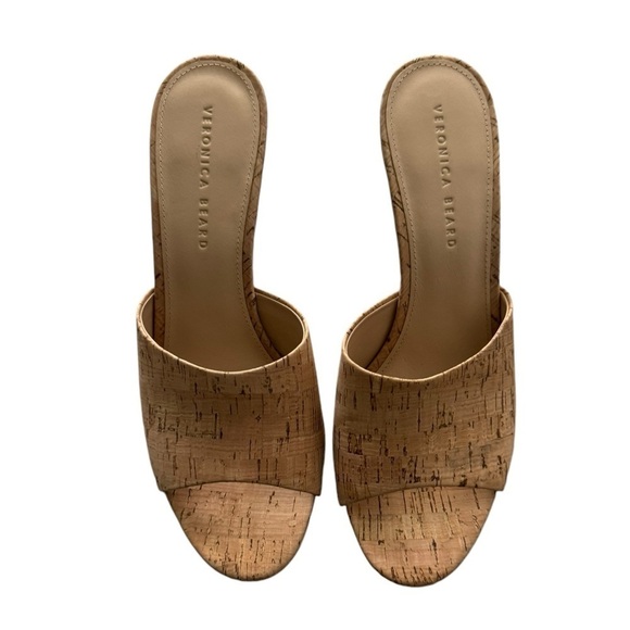 NEW Veronica Beard Dali Cork Wedge Sandal Mules 10.5 Neutral Minimalist - Picture 10 of 13